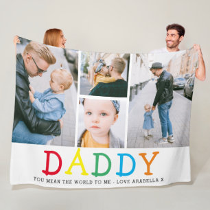 Couverture Polaire Personnalisé Cute 'Papa' Photo Collage Keepsaké