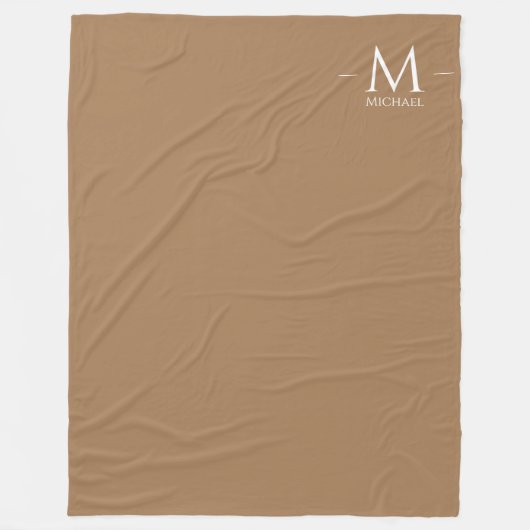 Couverture Polaire Personnalisé Élégant Lumière Brown Grand Monogramm (Devant)