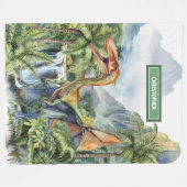 Couverture Polaire Personnalisé Garçons Anniversaire Dinosaur préhist (Devant (Horizontal))