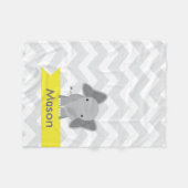 Couverture Polaire Personnalisé gris jaune Chevron Elephant (Devant (Horizontal))