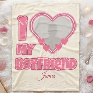 Couverture Polaire Personnalisé J'aime mon petit ami – Ajouter une ph