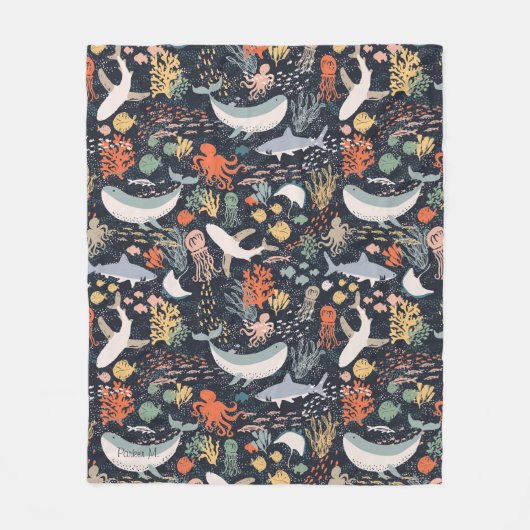 Couverture Polaire Personnalisé | Marine Life (Devant)