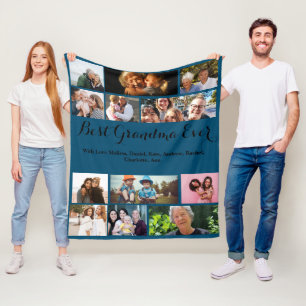 Couverture Polaire Personnalisé Meilleure grand-mère Ever 12 Collage