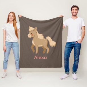 Couverture Polaire Personnalisé Monogramme Pony Horse Girl