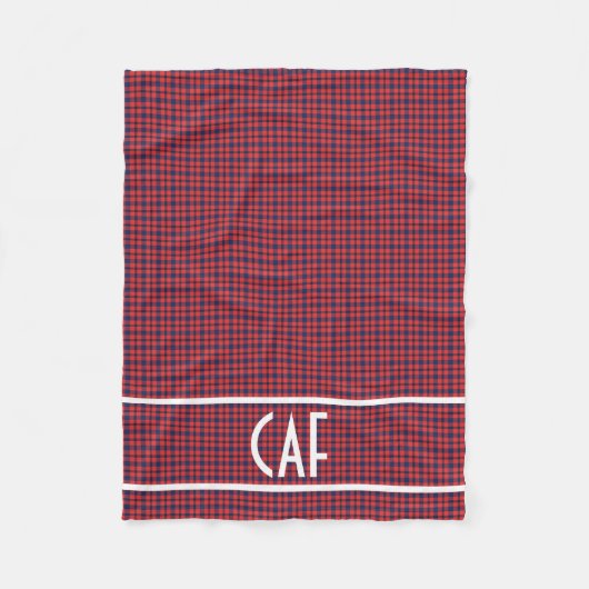 Couverture Polaire Personnalisé Monogramme Rouge et bleu Plaid (Devant)