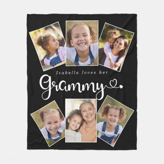 Couverture Polaire Personnalisé Nom Aime Grammy Cute Fun Photo Collag (Devant)