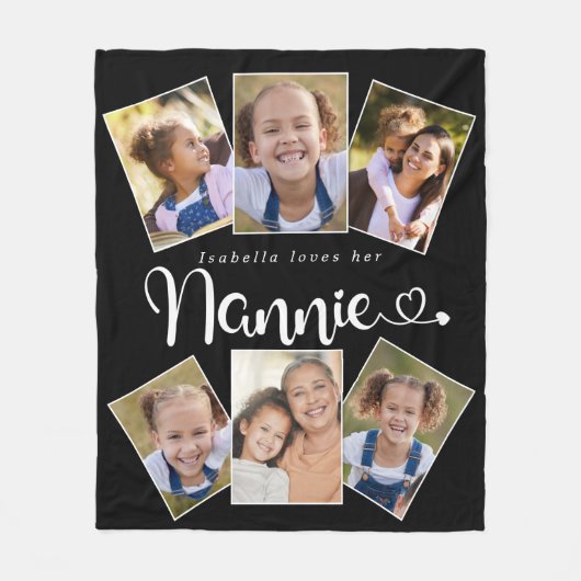 Couverture Polaire Personnalisé Nom Aime Nannie Cute Fun Photo Collag (Devant)