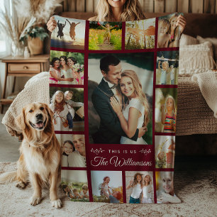 Couverture Polaire Personnalisé Nom De Famille Photo Collage Moderne 