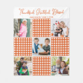 Couverture Polaire Personnalisé Orange Plaid Plaid 5 Photo Collage (Devant)