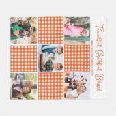 Couverture Polaire Personnalisé Orange Plaid Plaid 5 Photo Collage (Devant (Horizontal))