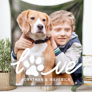 Couverture Polaire Personnalisé Paw LOVE Simple Pet Photo Amoureux de