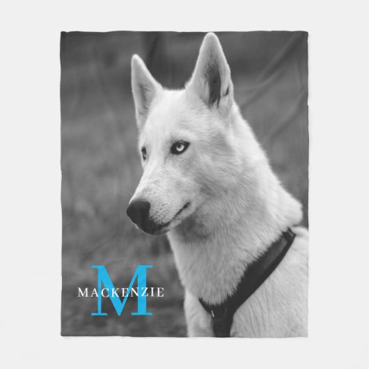 Couverture Polaire Personnalisé Personnalisé Monogramme Élégant chien (Devant)