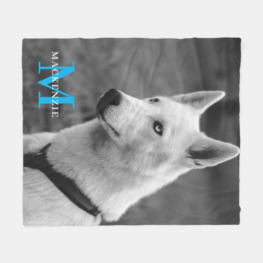 Couverture Polaire Personnalisé Personnalisé Monogramme Élégant chien (Devant (Horizontal))