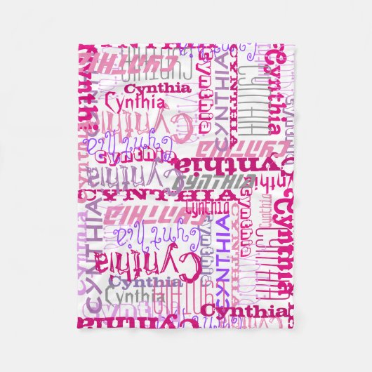 Couverture Polaire Personnalisé Pink Nom personnalisé Collage Girl's (Devant)