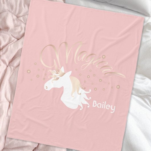 Couverture Polaire Personnalisé Rose moderne Magique Unicorn Enfants