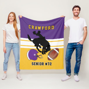 Couverture Polaire 🏈 personnalisé violet, blanc et or avec logo 2