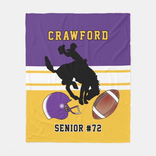 Couverture Polaire 🏈 personnalisé violet, blanc et or avec logo 2 (Devant)