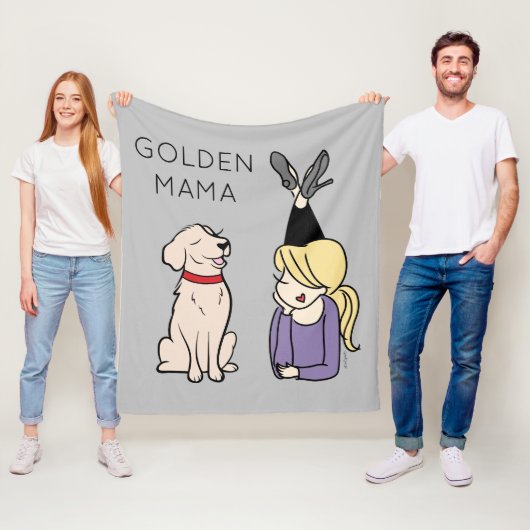 Couverture Polaire Personnalisée Golden Retriever Mama (En situation)
