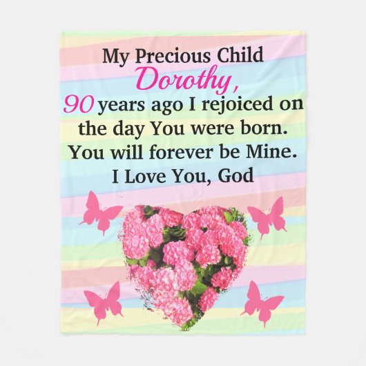 COUVERTURE POLAIRE PERSONNALISÉE PRÉCIEUSE 90E ANNIVERSAIRE (Devant)