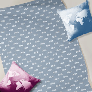 Couverture Polaire Personnalisée Répétant Son Nom Dusty Blue