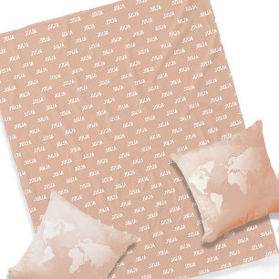 Couverture Polaire Personnalisée Répétant Son Nom Dusty Rose