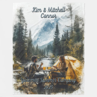 Couverture Polaire Personnaliser Couple Romantique Camping Ruisseau d