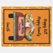 Couverture Polaire Personnaliser d'automne Citrouille Feuilles d'or (Devant (Horizontal))