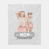 Couverture Polaire Personnaliser l'aquarelle mère et fille | Gris (Devant)