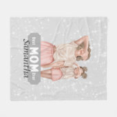 Couverture Polaire Personnaliser l'aquarelle mère et fille | Gris (Devant (Horizontal))