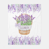 Couverture Polaire Personnaliser Lavande Florale Purple Panier vert (Devant)