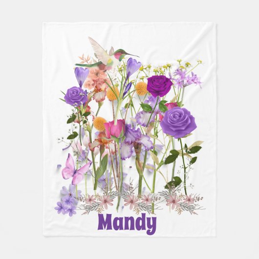 Couverture Polaire Personnaliser les fleurs du coeur (Devant)