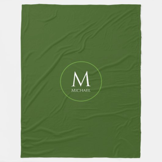 Couverture Polaire Personnaliser Monogram initial Modèle Forest Green (Devant)
