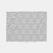 Couverture Polaire Personnaliser monogramme lettre initiale gris blan (Devant (Horizontal))
