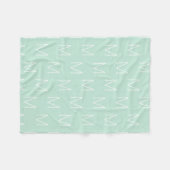 Couverture Polaire Personnaliser monogramme lettre initiale menthe (Devant (Horizontal))