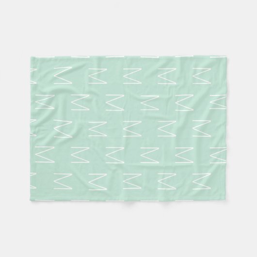 Couverture Polaire Personnaliser monogramme lettre initiale menthe (Devant (Horizontal))
