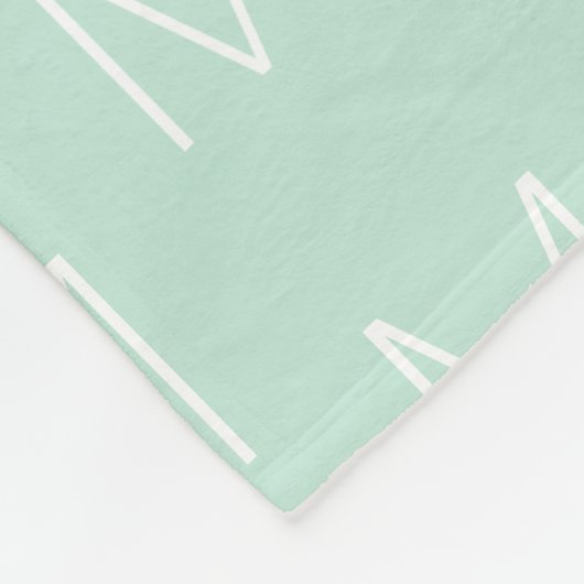 Couverture Polaire Personnaliser monogramme lettre initiale menthe (Coin)