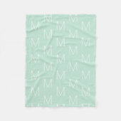 Couverture Polaire Personnaliser monogramme lettre initiale menthe (Devant)