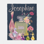 Couverture Polaire Personnaliser Nom Bouteilles de parfum rose Floral (Devant)