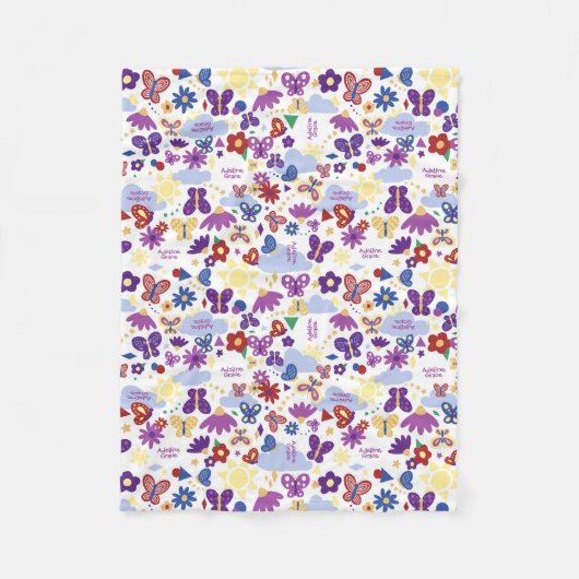 Couverture Polaire Personnaliser Papillons Jardin Formes amusantes Bl (Devant)