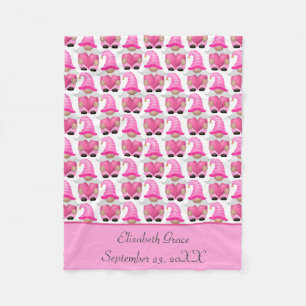 Couverture Polaire Personnaliser rose Gnome Woodland Scandinavian Cut