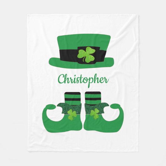 Couverture Polaire Personnaliser St. Patrick's Leprechaun Green Black (Devant)