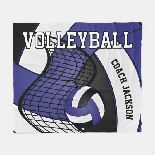 Couverture Polaire Personnaliser - Volleyball 🏐 Design - Bleu foncé (Devant (Horizontal))