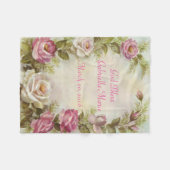 Couverture Polaire Personnalisez les roses blancs et roses de (Devant (Horizontal))