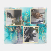 Couverture Polaire Pet bunny photo collage - green ink Fleecedecke (Devant (Horizontal))
