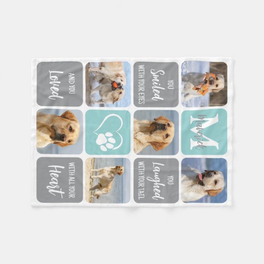 Couverture Polaire Pet Dog Memorial Personnalisé 6 Photo Collage (Devant (Horizontal))