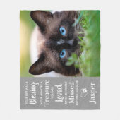 Couverture Polaire Pet Memorial Custom Souvenir Poème Photo Chat (Devant)