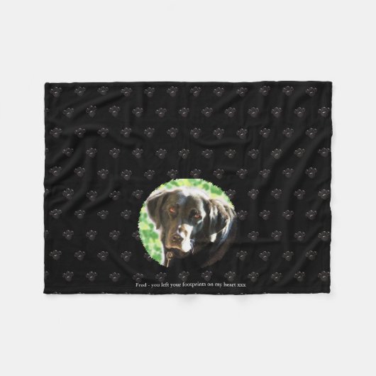 Couverture Polaire Pet memorial Fleece Ajouter 1 Photo et texte Empre (Devant (Horizontal))