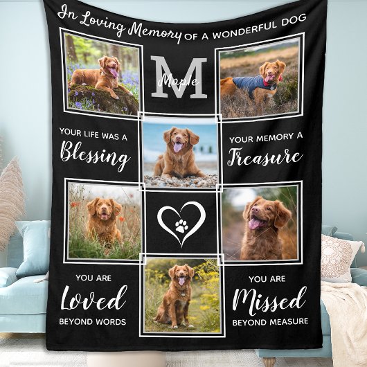 Couverture Polaire Pet Memorial Personnalisé 6 Photo Collage Chien