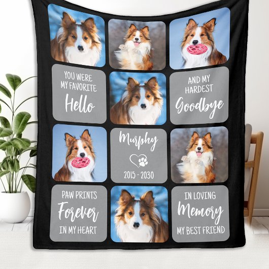 Couverture Polaire Pet Memorial Personnalisé 7 Photos Collage Chien