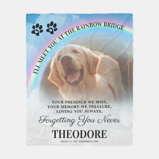 Couverture Polaire Pet Memorial Rainbow Bridge (Devant)